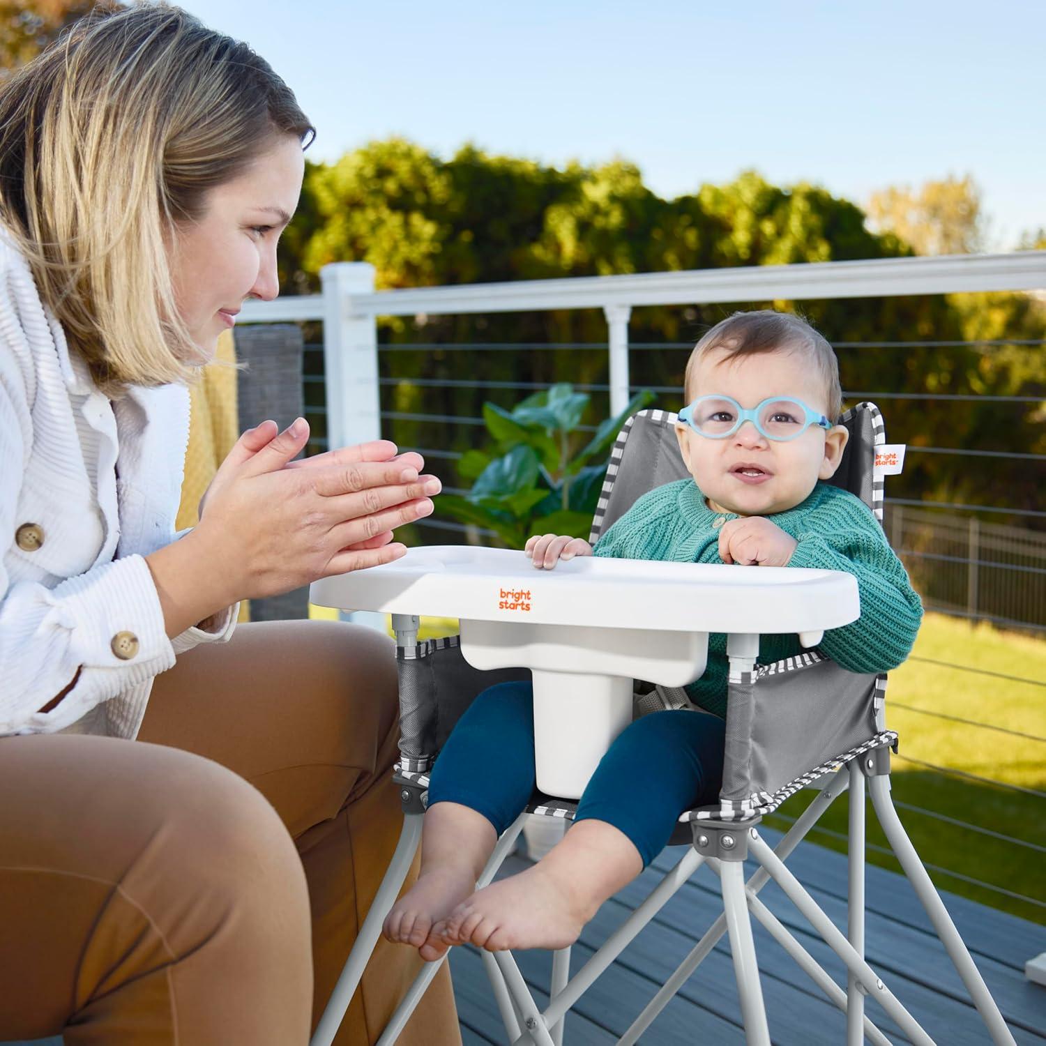 imageBright Starts by Summer Pop n Dine SE Highchair Sweet Life Edition Aqua Sugar Color  Portable Space Saver High Chair for IndoorOutdoor Dining with Fast Easy for 6 Months  45 PoundsGray