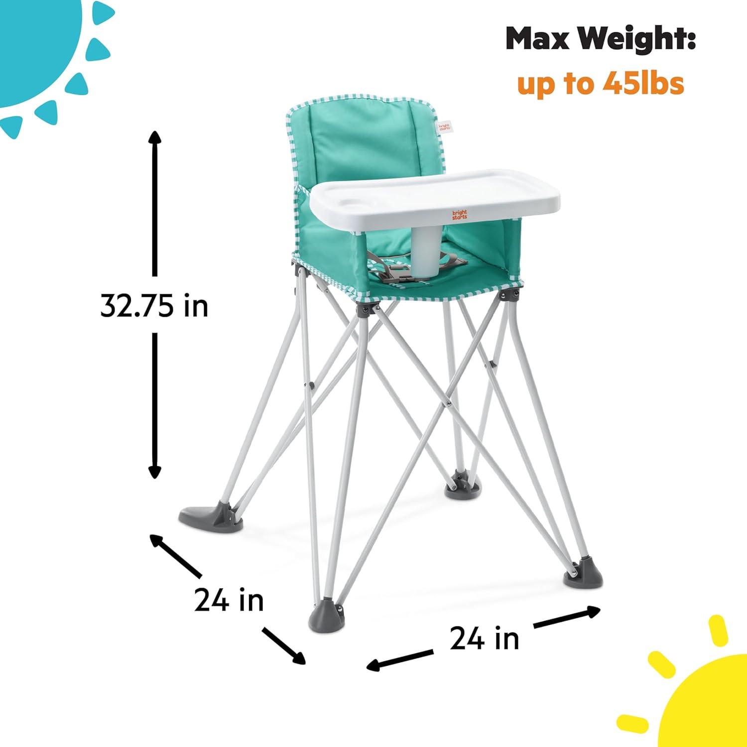 imageBright Starts by Summer Pop n Dine SE Highchair Sweet Life Edition Aqua Sugar Color  Portable Space Saver High Chair for IndoorOutdoor Dining with Fast Easy for 6 Months  45 PoundsTeal