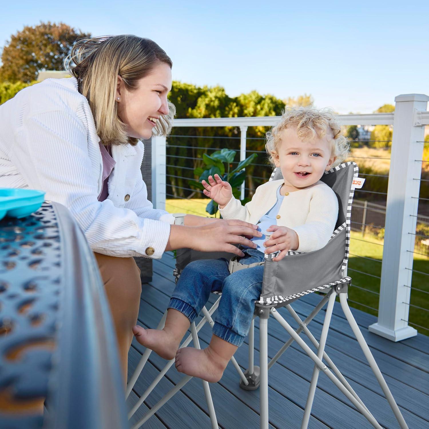 imageBright Starts by Summer Pop n Dine SE Highchair Sweet Life Edition Aqua Sugar Color  Portable Space Saver High Chair for IndoorOutdoor Dining with Fast Easy for 6 Months  45 PoundsGray