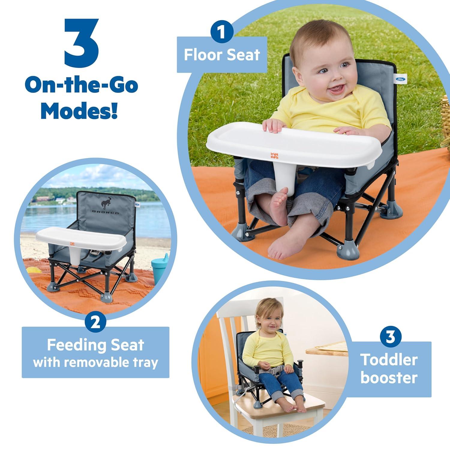 imageFord Bronco Pop N Sit Portable Booster Chair by Bright Starts Floor Seat IndoorOutdoor Use Compact Fold Area 51 Color 6 Mos  3 YrsArea 51 Pop N Sit
