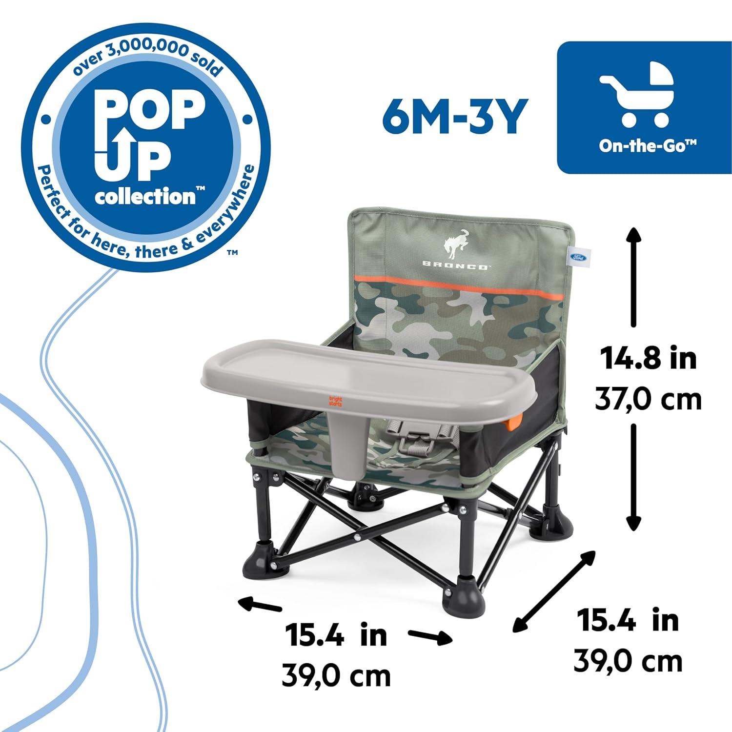 imageFord Bronco Pop N Sit Portable Booster Chair by Bright Starts Floor Seat IndoorOutdoor Use Compact Fold Area 51 Color 6 Mos  3 YrsBronco Camo