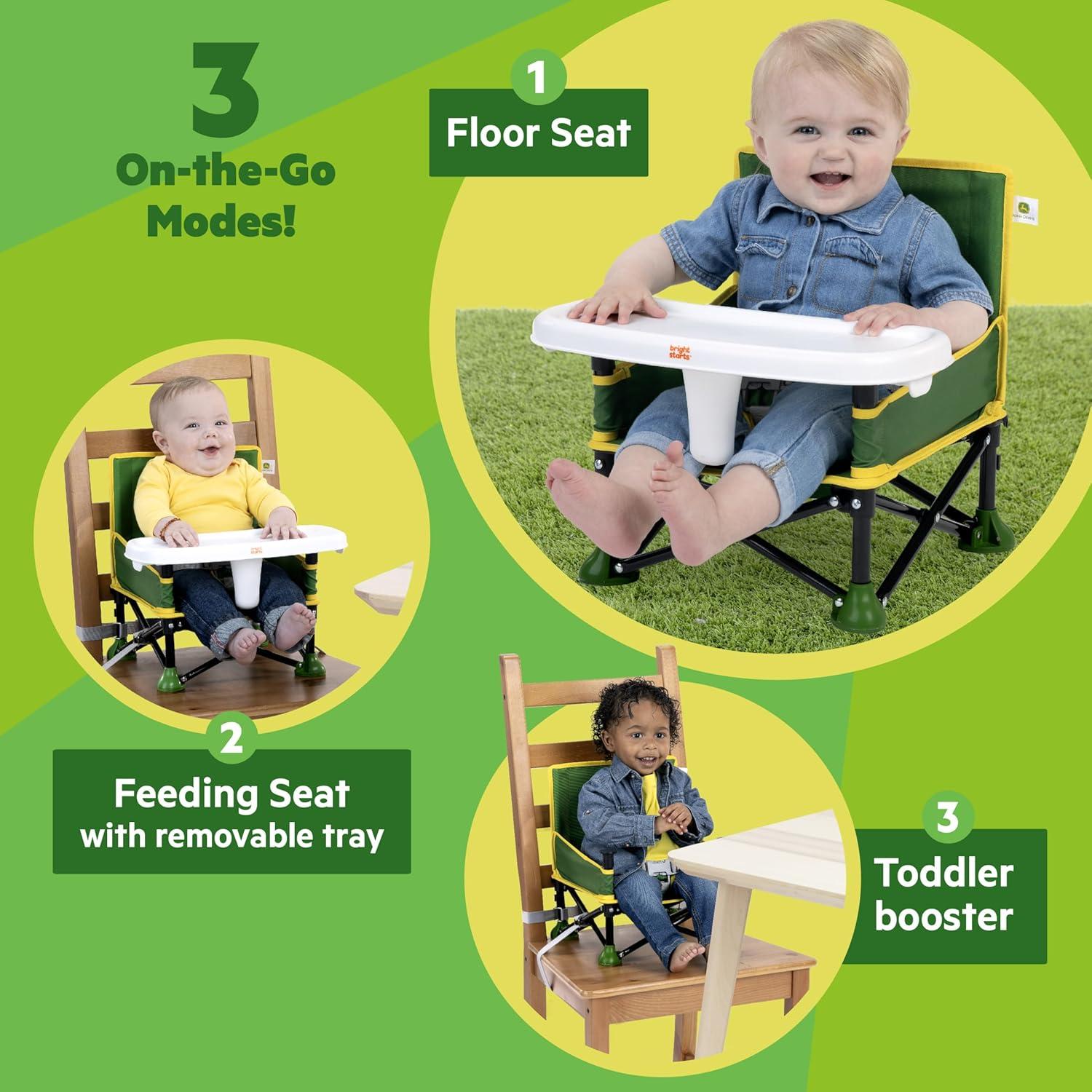 imageFord Bronco Pop N Sit Portable Booster Chair by Bright Starts Floor Seat IndoorOutdoor Use Compact Fold Area 51 Color 6 Mos  3 YrsJohn Deere
