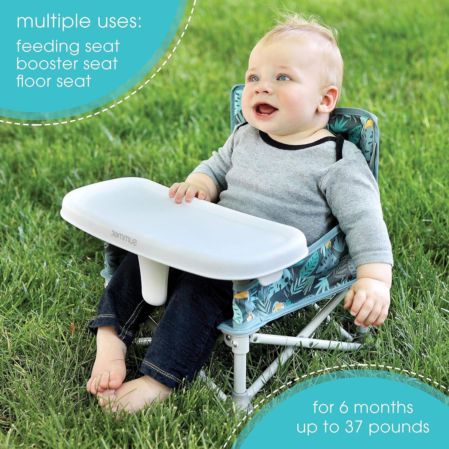 imageFord Bronco Pop N Sit Portable Booster Chair by Bright Starts Floor Seat IndoorOutdoor Use Compact Fold Area 51 Color 6 Mos  3 YrsJungle Bontanical