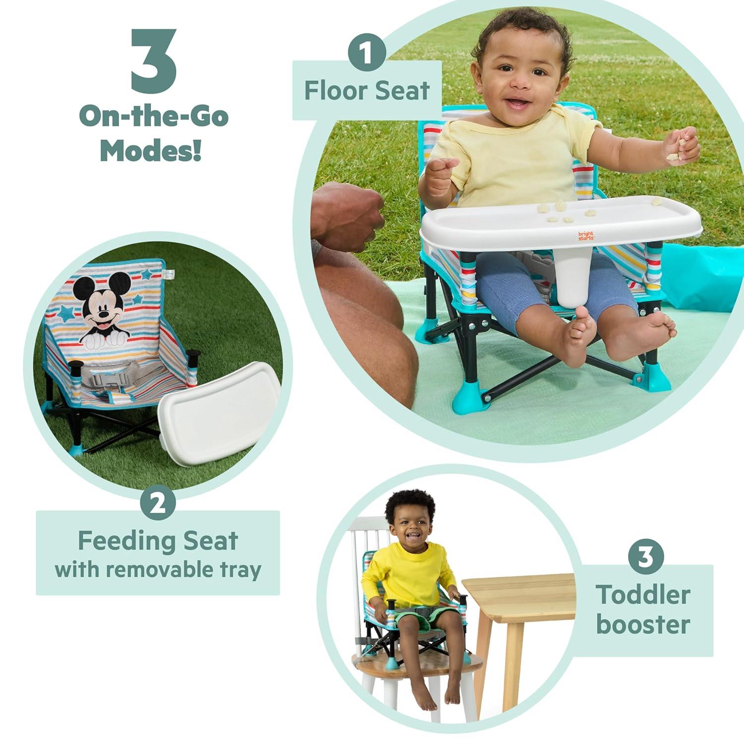 imageFord Bronco Pop N Sit Portable Booster Chair by Bright Starts Floor Seat IndoorOutdoor Use Compact Fold Area 51 Color 6 Mos  3 YrsMickey