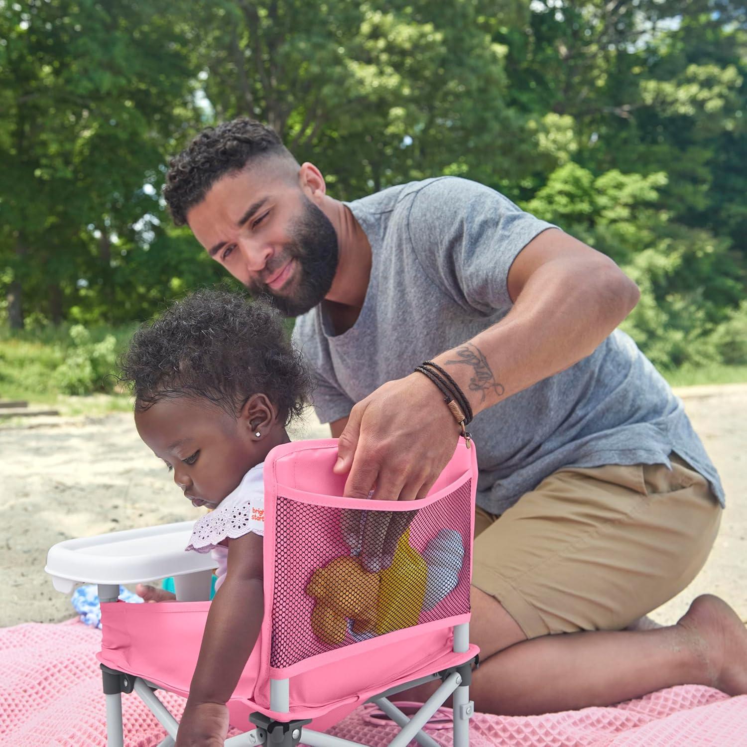 imageFord Bronco Pop N Sit Portable Booster Chair by Bright Starts Floor Seat IndoorOutdoor Use Compact Fold Area 51 Color 6 Mos  3 YrsPink