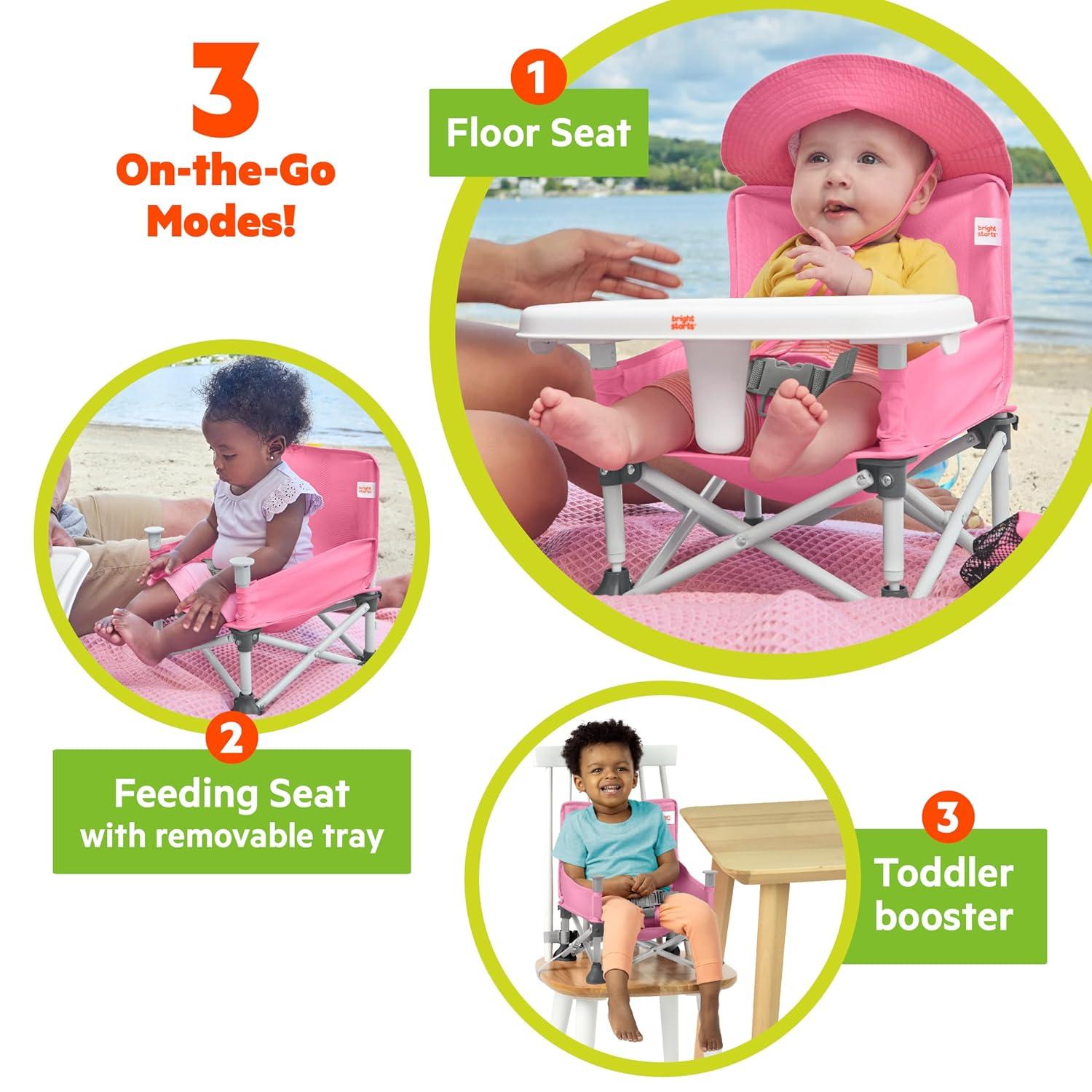 imageFord Bronco Pop N Sit Portable Booster Chair by Bright Starts Floor Seat IndoorOutdoor Use Compact Fold Area 51 Color 6 Mos  3 YrsPink