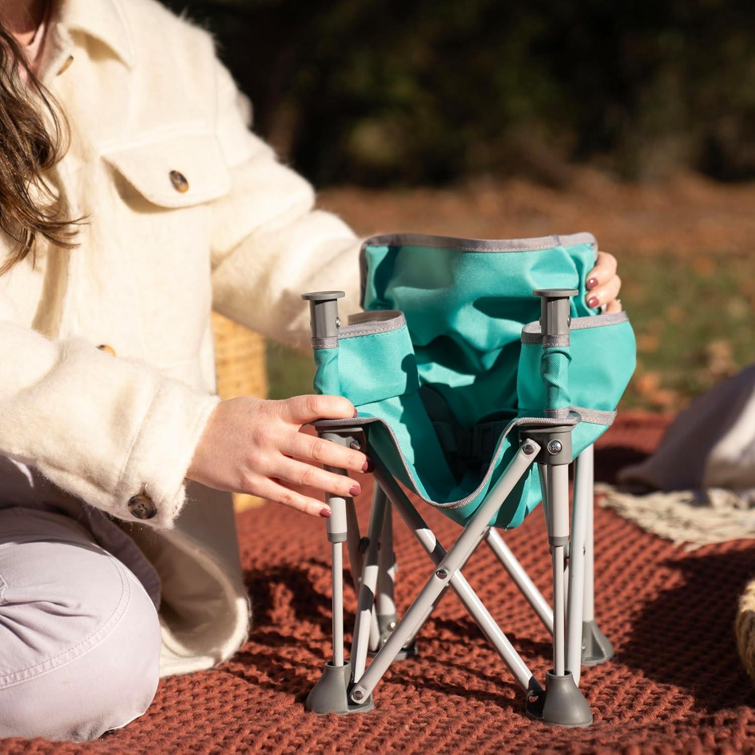 imageFord Bronco Pop N Sit Portable Booster Chair by Bright Starts Floor Seat IndoorOutdoor Use Compact Fold Area 51 Color 6 Mos  3 YrsTeal  Gray