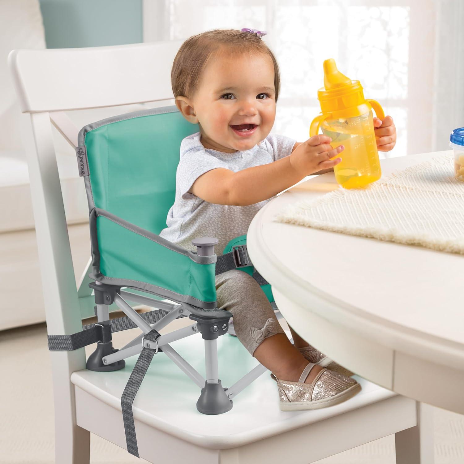imageFord Bronco Pop N Sit Portable Booster Chair by Bright Starts Floor Seat IndoorOutdoor Use Compact Fold Area 51 Color 6 Mos  3 YrsTeal  Gray