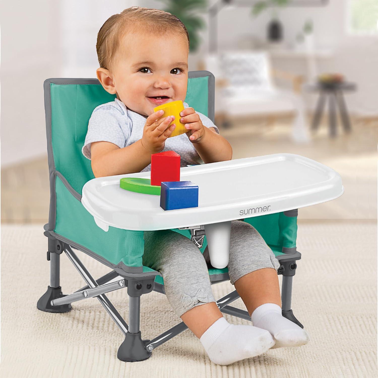 imageFord Bronco Pop N Sit Portable Booster Chair by Bright Starts Floor Seat IndoorOutdoor Use Compact Fold Area 51 Color 6 Mos  3 YrsTeal  Gray