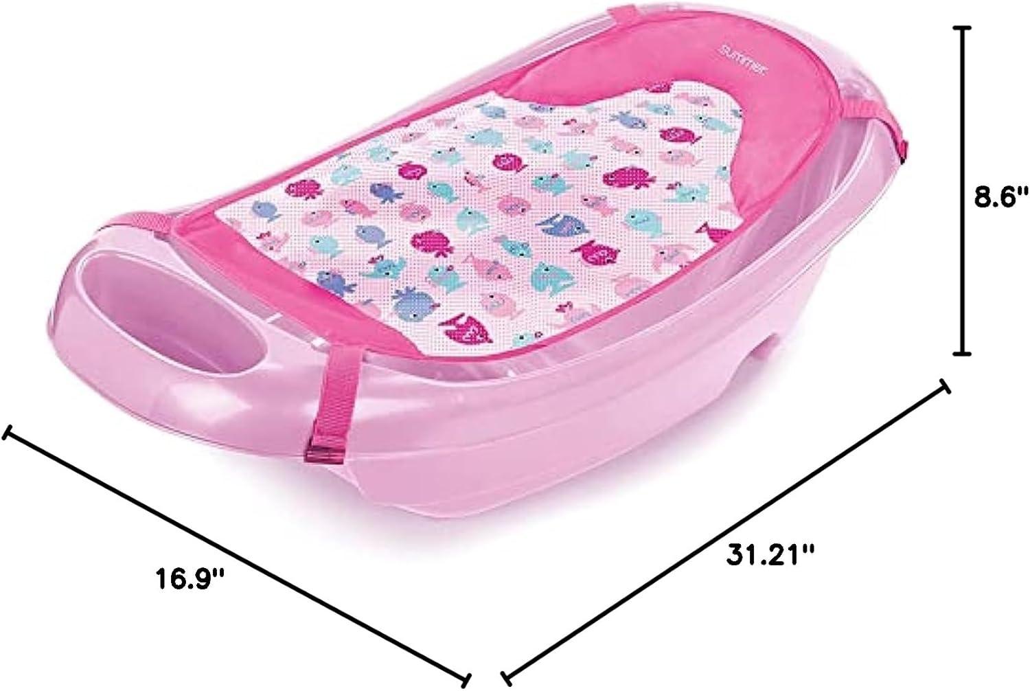 imageSummer Infant Splish n Splash 3Stage Tub for Newborn to Toddler Aqua  Includes Fabric Sling Cushioned Support Parent Assist Tray and Drain PlugPink