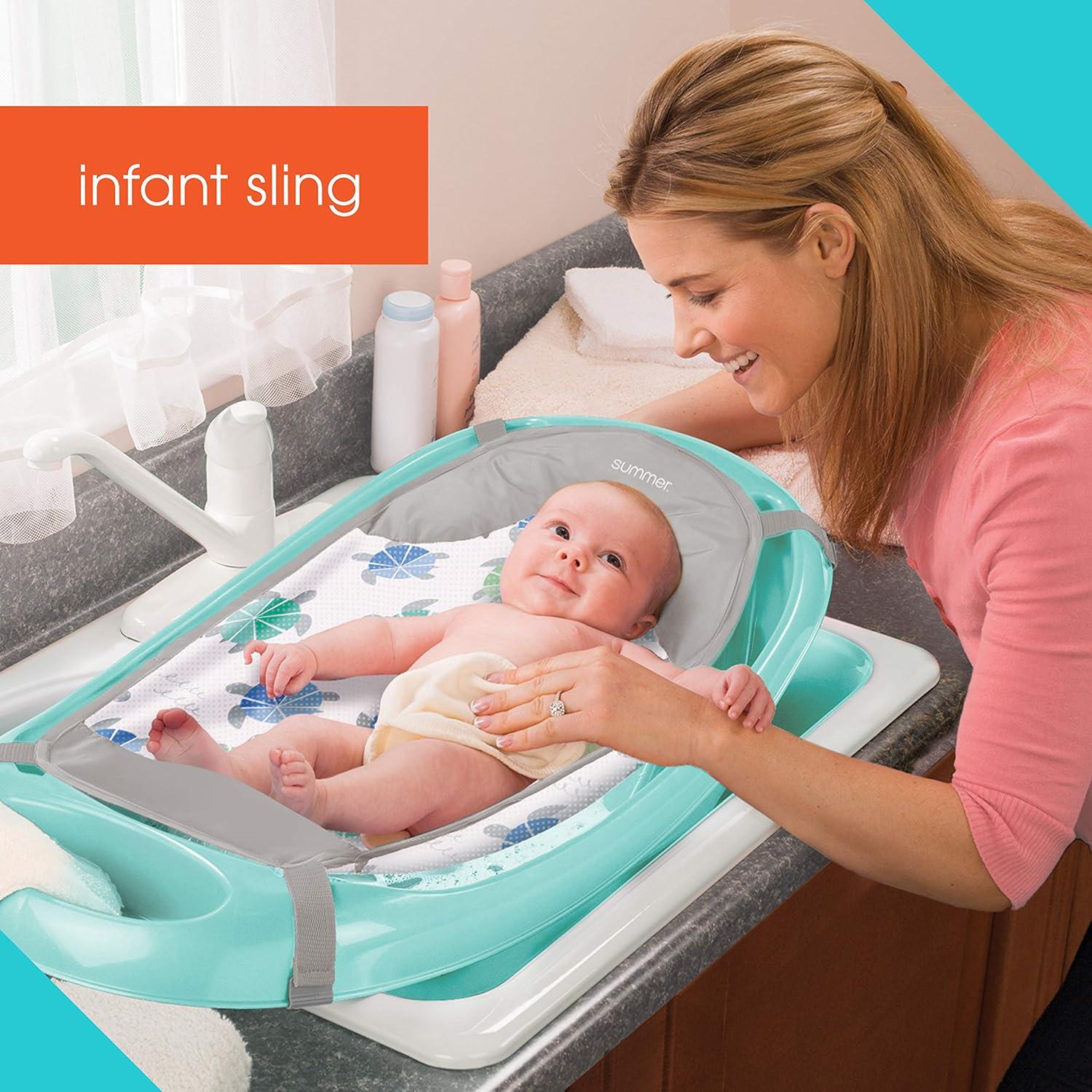 imageSummer Infant Splish n Splash 3Stage Tub for Newborn to Toddler Aqua  Includes Fabric Sling Cushioned Support Parent Assist Tray and Drain PlugTeal