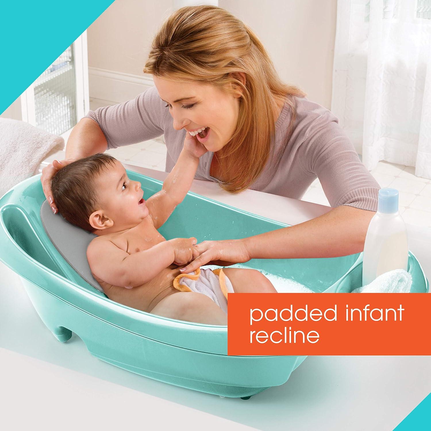 imageSummer Infant Splish n Splash 3Stage Tub for Newborn to Toddler Aqua  Includes Fabric Sling Cushioned Support Parent Assist Tray and Drain PlugTeal