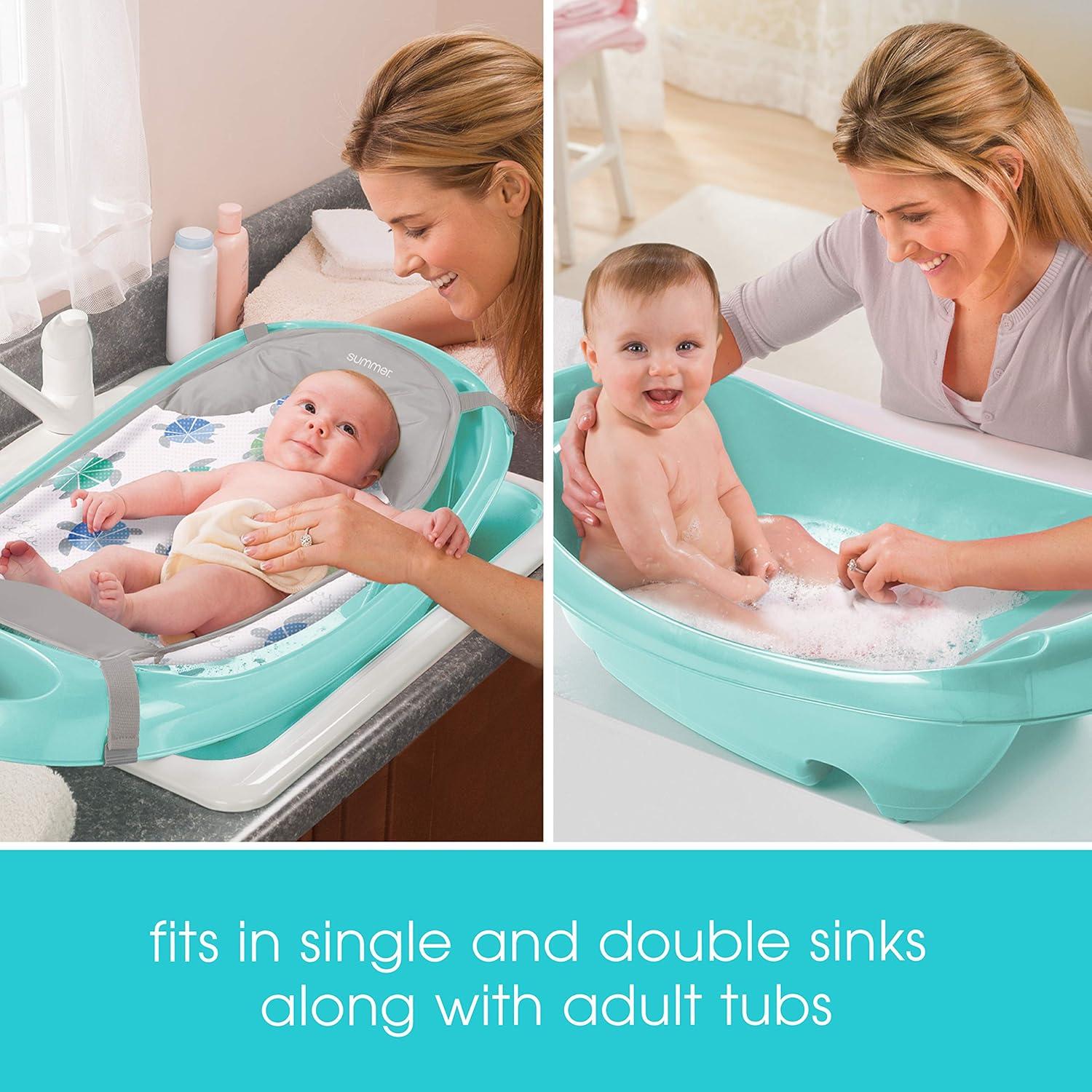 imageSummer Infant Splish n Splash 3Stage Tub for Newborn to Toddler Aqua  Includes Fabric Sling Cushioned Support Parent Assist Tray and Drain PlugTeal