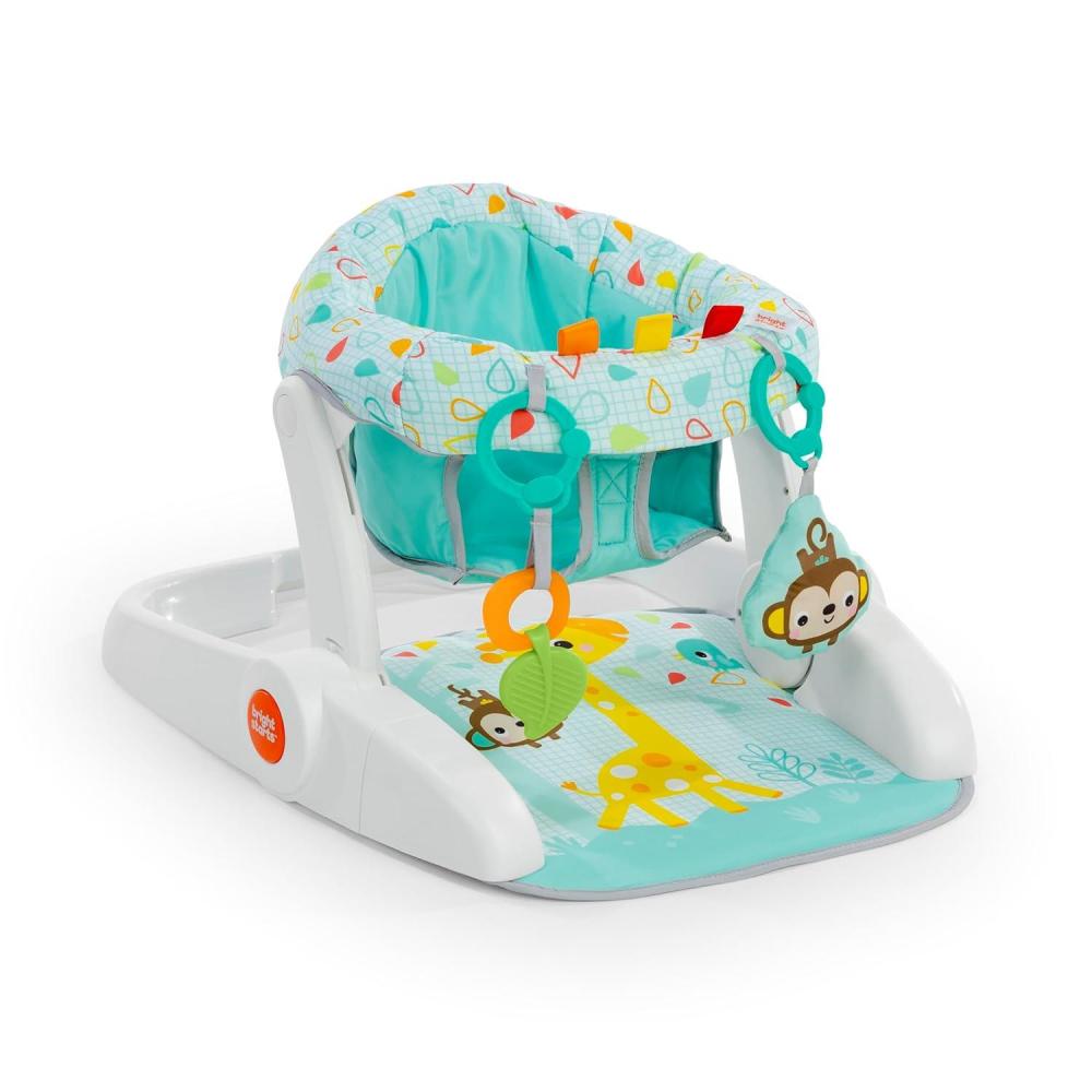 imageBright Starts LearntoSit 2Position Floor Seat Heather Gray  Sit Baby Up in This Adjustable Baby Activity Seat Appropriate for Ages 412 Months  Includes Toys Funfetti NeutralWild Wiggles