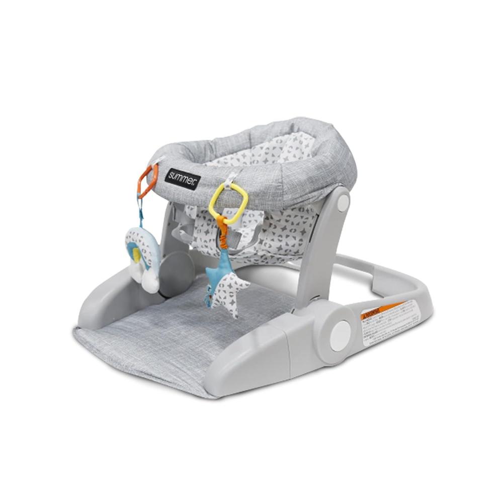 imageBright Starts LearntoSit 2Position Floor Seat Heather Gray  Sit Baby Up in This Adjustable Baby Activity Seat Appropriate for Ages 412 Months  Includes Toys Funfetti NeutralHeather Gray