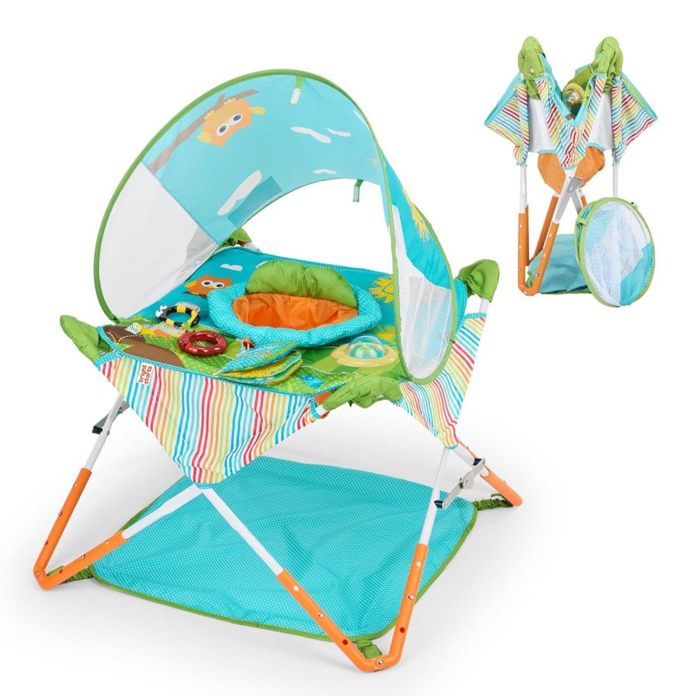 imageBright Starts Pop N Jump SE Portable Baby Activity Center Indoor Outdoor Use Lightweight Carrying Bag Canopy 612 Months SweetsOwl Forest
