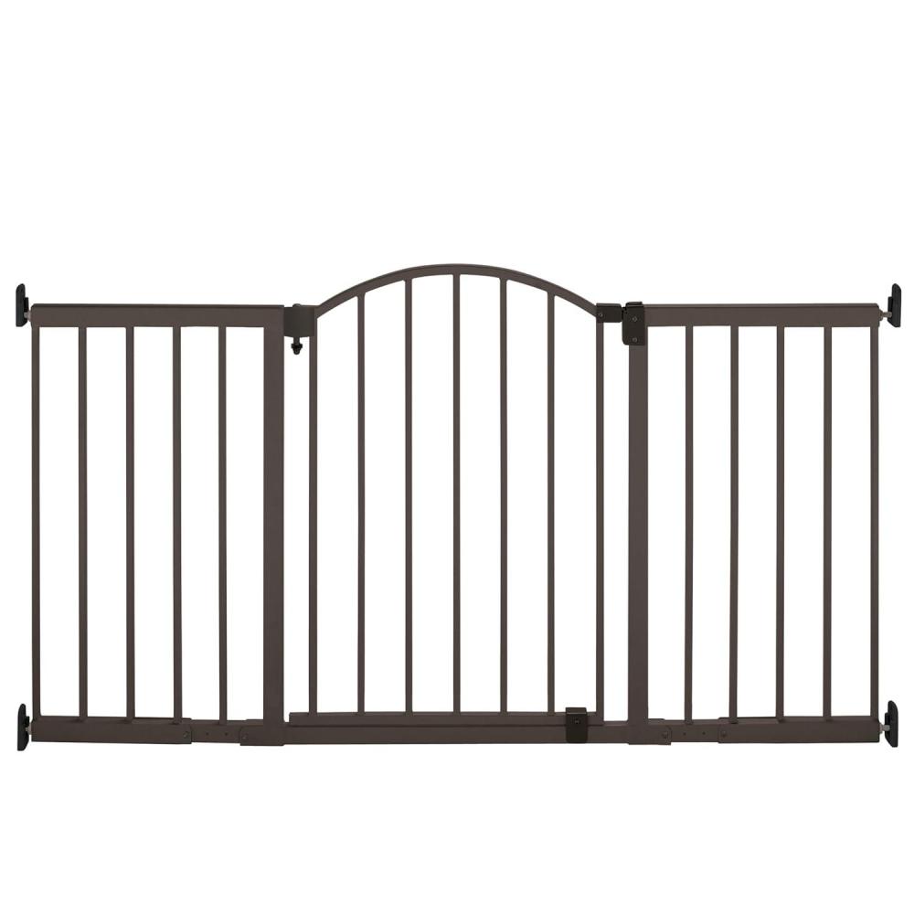 imageIngenuity Decorative Extra Wide Baby Gate ampamp Dog Gate 44quot72quot Wide 36quot Tall Hardware or Pressure Mounted Install in Hallways Bottom of Stairs or Large Openings  Bronze