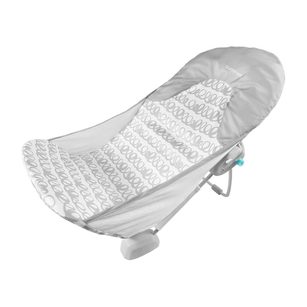 imageIngenuity Foldaway 2Position Baby Bath Seat Adjustable Support for Sink or Bathtub Ages 06 Months up to 20 Pounds MachineWashable SlingGray Swirls