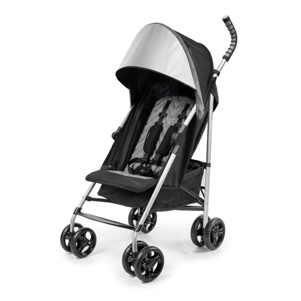 imageSummer Infant 3Dlite ST Convenience Stroller Black ampamp Gray  Lightweight Stroller with Steel Frame Large Seat Area MultiPosition Recline Storage Basket  for Travel and MoreGrayBlack