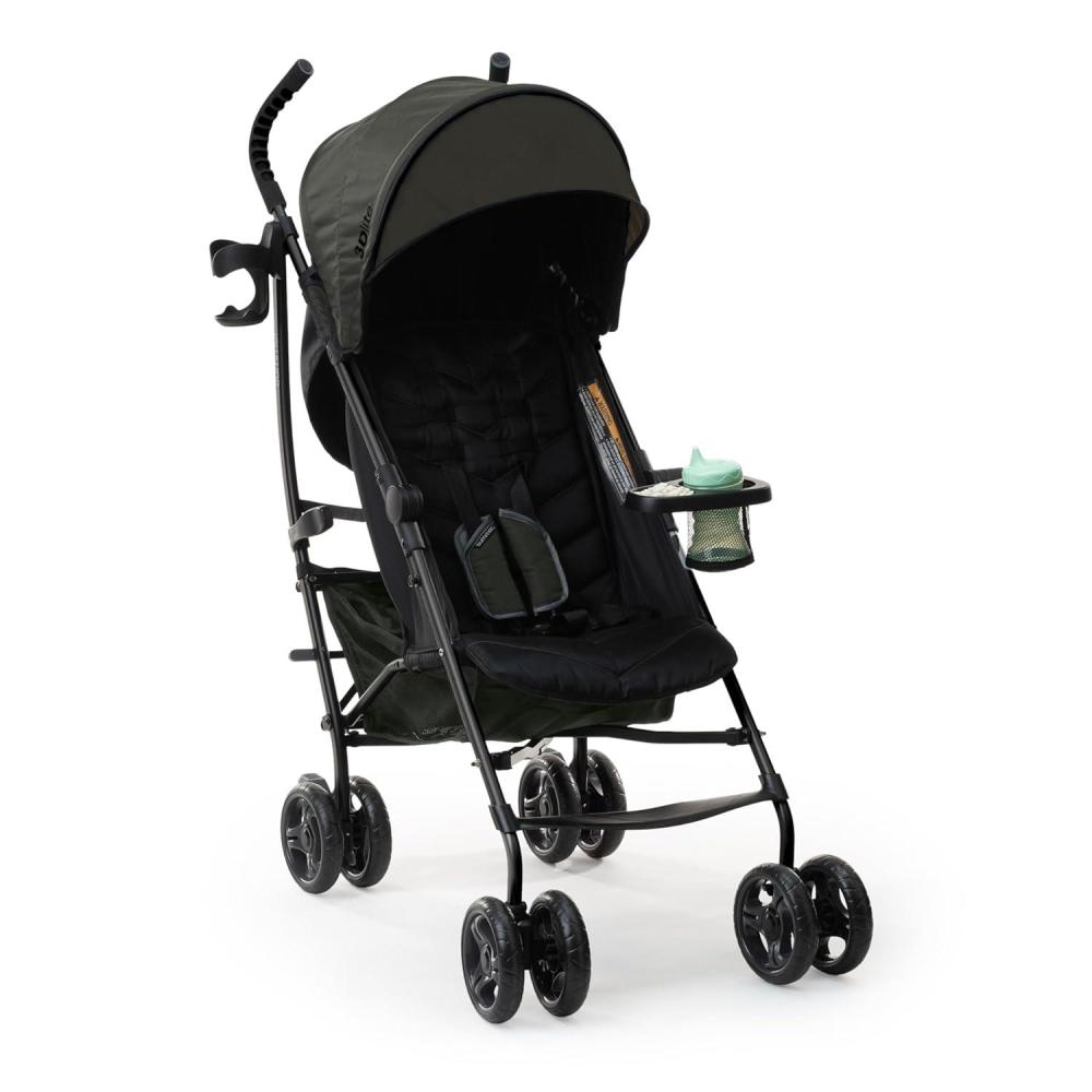 imageSummer Infant Ingenuity 3Dlite Convenience StrollerJet BlackLightweight Stroller with Aluminum FrameLarge Seat Area 4 Position Recline Extra Large Storage Basket Infant Stroller for TravelampampMoreGreen