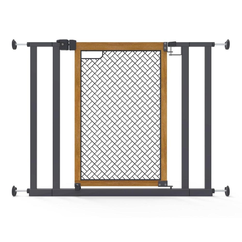 imageSummer Infant West End Safety Baby Gate Dark Walnut Stained Wood with Charcoal Metal Frame  30 Tall Fits Openings up to 36 to 60 Wide Baby and Pet Gate for Wide Spaces and Open Floor PlansOak Wood  Metal