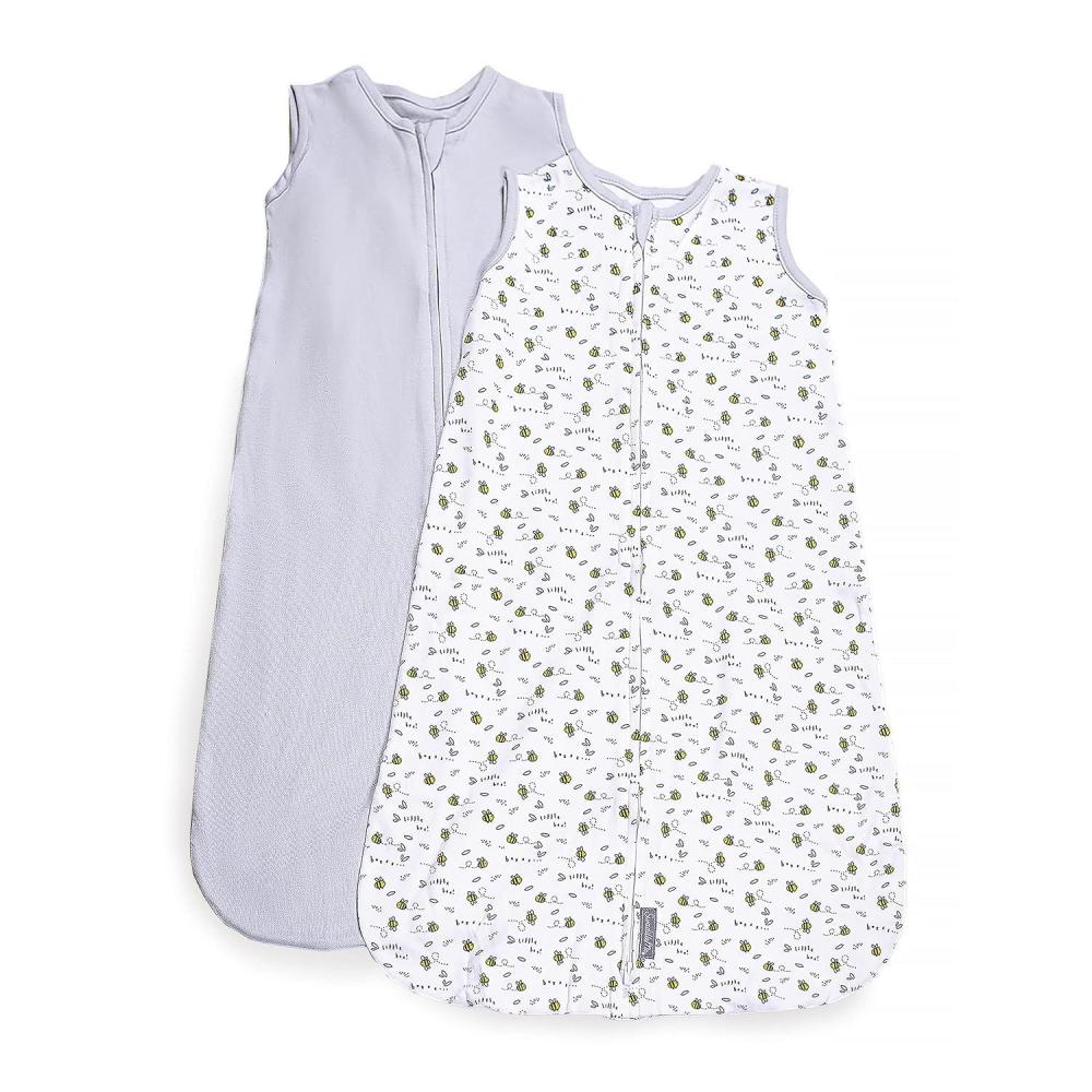 imageSwaddleMe by Ingenuity Night Sack Sleeper For Ages 612 Months 1624 Pounds Up to 30 Inches Long 2Pack Loosefit Baby Swaddle Sack Wearable BlanketLil Bees