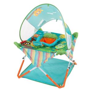 Bright Starts, Pop ‘N Jump SE Portable Baby Activity Center, Indoor Outdoor Use, Lightweight, Carrying Bag, Canopy, 6-12 Months (Sweets)(Animal)