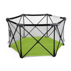 Bright Starts Pop ‘N Play Indoor/Outdoor Playard, Portable Playpen for Babies and Toddlers, Unisex, Easy Compact Fold(Green)