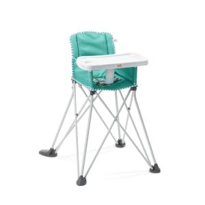 Bright Starts by Summer Pop ‘n Dine SE Highchair, Sweet Life Edition, Aqua Sugar Color – Portable Space Saver High Chair for Indoor/Outdoor Dining with Fast, Easy, for 6 Months – 45 Pounds(Teal)