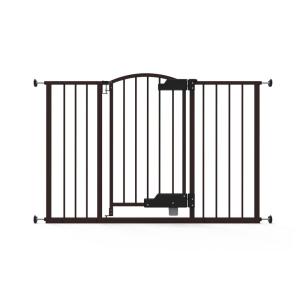 Ingenuity Decorative Extra Tall Baby Gate & Dog Gate, 28.5″-48″ Wide, 36″ Tall, Hardware or Pressure Mounted, Install on Top or Bottom of Stairs, Banister, or Doorway – Bronze(Espresso)