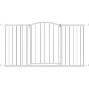 Ingenuity Deluxe Metal Extra Tall Walk Through Arch Dog Gate with Hardware Mounted and Wide Openings for Stairways and Doorways, White(Extra Tall Arch)