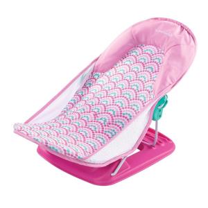 Ingenuity Foldaway 2-Position Baby Bath Seat, Adjustable Support for Sink or Bathtub, Ages 0-6 Months up to 20 Pounds, Machine-Washable Sling(Bubble Waves)