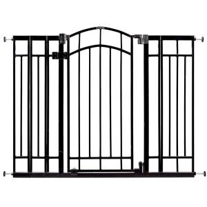 Ingenuity Multi-Use Decorative Extra Tall Walk-Thru Baby Gate, Fits Openings 28.5-48 Inch (Pack of 1), Black Metal, for Doorways and Stairways, 36′ Tall Baby and Pet Gate, Black, One Size