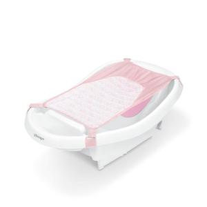 Ingenuity Room to Soak 4-in-1 Baby Bath Tub, Newborn to Toddler, Adjustable Full Coverage Sling, Supportive Seat, Includes 2 Pour & Rinse Cups, Easy Release Drain Plug, 0M+(Comfy Clean Pink)