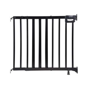 Summer Infant Deluxe Stairway Simple to Secure Safety Pet and Baby Gate,30′-48′ Wide, 32′ Tall, Install on Wall or Banister in Doorway or Stairway,Hardware Mount, Auto Close Walk-Thru Door-Black Wood
