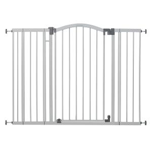 Summer Infant Extra Tall & Wide Safety Pet and Baby Gate, 29.5″-53″ Wide, 38″ Tall, Pressure or Hardware Mounted, Install on Wall or Banister in Doorway or Stairway, Auto Close Walk-Thru Door – White(Gray)