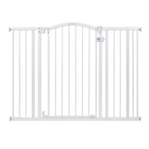 Summer Infant Extra Tall & Wide Safety Pet and Baby Gate, 29.5″-53″ Wide, 38″ Tall, Pressure or Hardware Mounted, Install on Wall or Banister in Doorway or Stairway, Auto Close Walk-Thru Door – White(White)