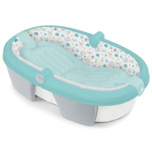 Summer Infant Foldaway Baby Bath (Under The Sea) – Convenient Baby Bathtub That Folds Compactly for Easy Storage and Travel – Inflatable Base for Extra Support – Durable Infant Tub(Under The Sea)
