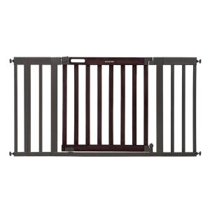 Summer Infant West End Safety Baby Gate, Dark Walnut Stained Wood with Charcoal Metal Frame – 30” Tall, Fits Openings up to 36” to 60” Wide, Baby and Pet Gate for Wide Spaces and Open Floor Plans(Dark Walnut)