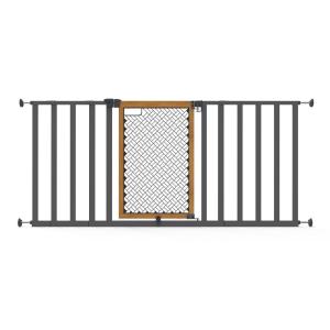 Summer Infant West End Safety Baby Gate, Dark Walnut Stained Wood with Charcoal Metal Frame – 30” Tall, Fits Openings up to 36” to 60” Wide, Baby and Pet Gate for Wide Spaces and Open Floor Plans(Honey Oak & Metal)