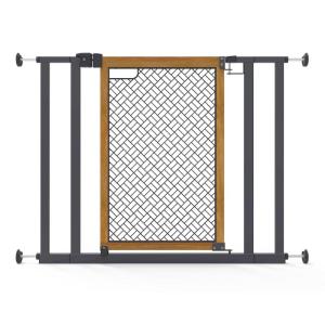 Summer Infant West End Safety Baby Gate, Dark Walnut Stained Wood with Charcoal Metal Frame – 30” Tall, Fits Openings up to 36” to 60” Wide, Baby and Pet Gate for Wide Spaces and Open Floor Plans(Oak Wood & Metal)