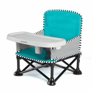 Summer by Bright Starts Pop ‘N Sit Portable Booster Chair, Floor Seat, Indoor/Outdoor Use, Compact Fold, Aqua Sugar, 6 Mos – 3 Yrs