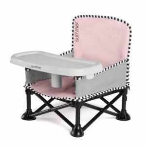 Summer by Bright Starts Pop ‘N Sit Portable Booster Chair, Floor Seat, Indoor/Outdoor Use, Compact Fold, Bubble Gum, 6 Mos – 3 Yrs