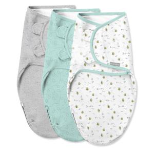 SwaddleMe by Ingenuity Easy Change Baby Swaddle in Size Small/Medium, 0-3 Months, 7-14 Pounds, 3-Pack with Easy Change Zipper – Peekaboo Panda(Little Bees)