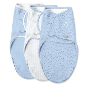 SwaddleMe by Ingenuity Easy Change Baby Swaddle in Size Small/Medium, 0-3 Months, 7-14 Pounds, 3-Pack with Easy Change Zipper – Peekaboo Panda(Shooting Stars)