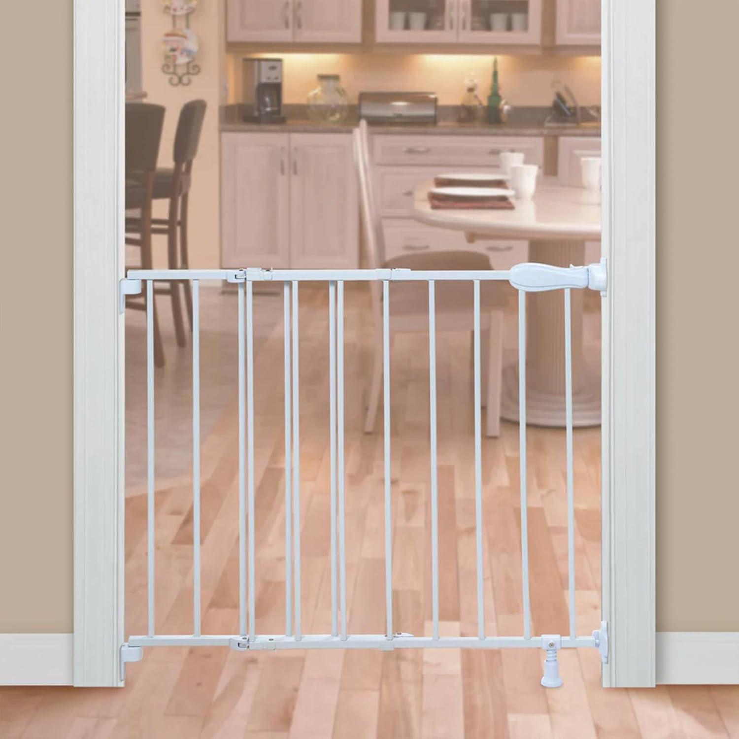 imageSummer Infant Top of Stairs Simple to Secure Metal Baby Gate White Metal Finish 30 Tall Fits Openings up to 29 to 42 Wide Baby and Pet Gate for Doorways and Stairways