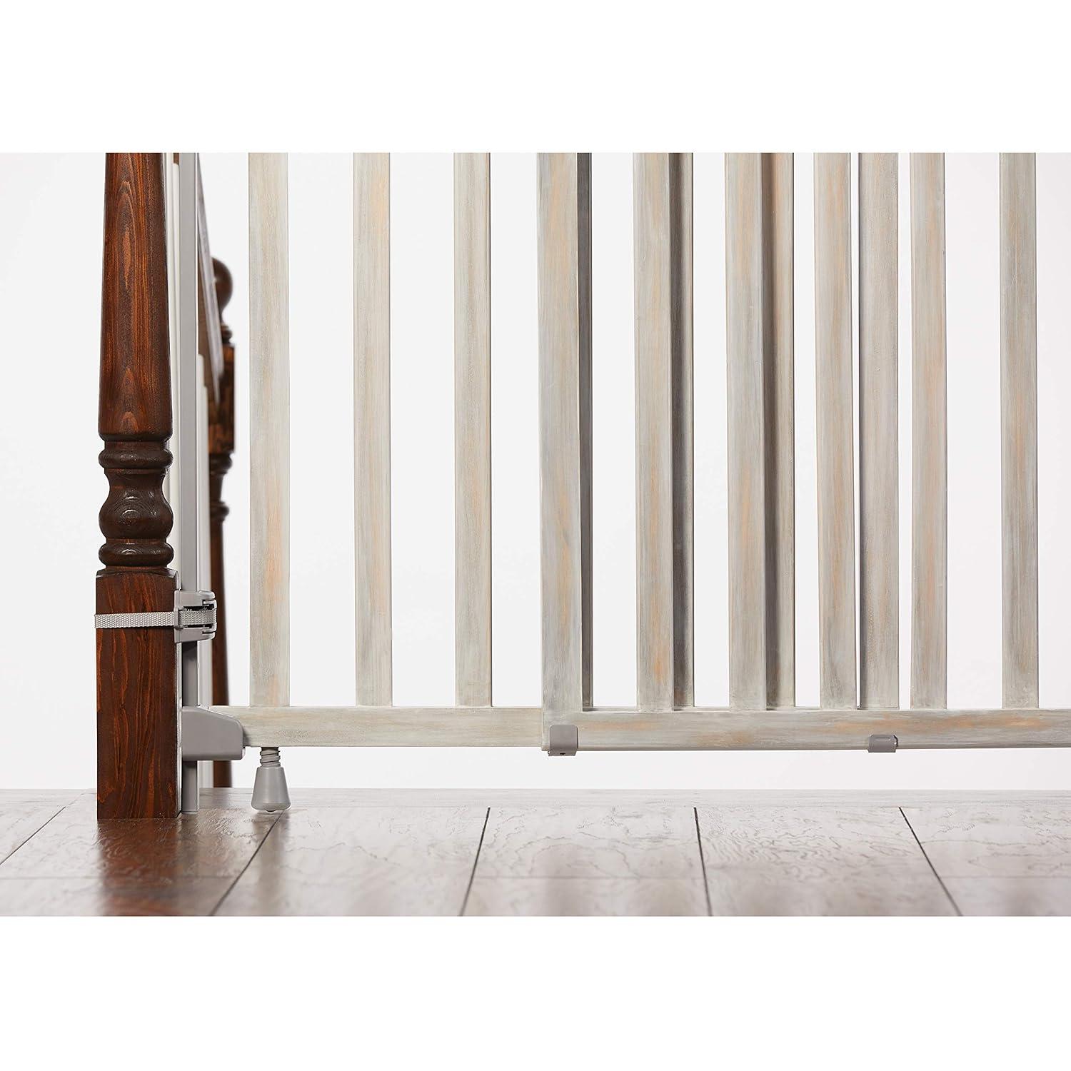 imageSummer Infant Wood Banister ampamp Stair Safety Pet and Baby Gate 32quot48quot Wide 33quot Tall Install Banister to Banister or Wall or Wall to Wall in Doorway or Stairway Banister and Hardware Mounts OakBirch Stain With Gray Accents