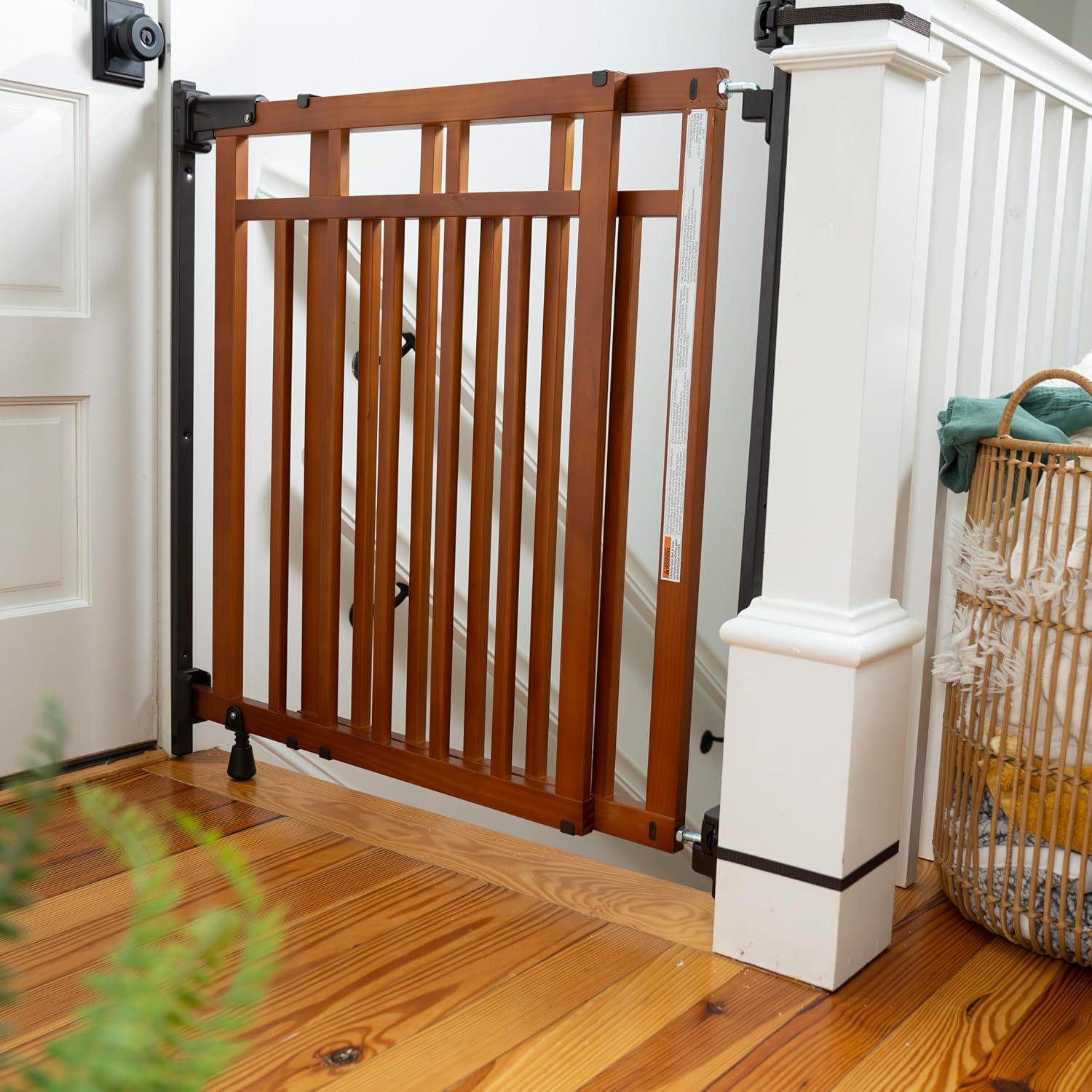 imageSummer Infant Wood Banister ampamp Stair Safety Pet and Baby Gate 32quot48quot Wide 33quot Tall Install Banister to Banister or Wall or Wall to Wall in Doorway or Stairway Banister and Hardware Mounts OakOak