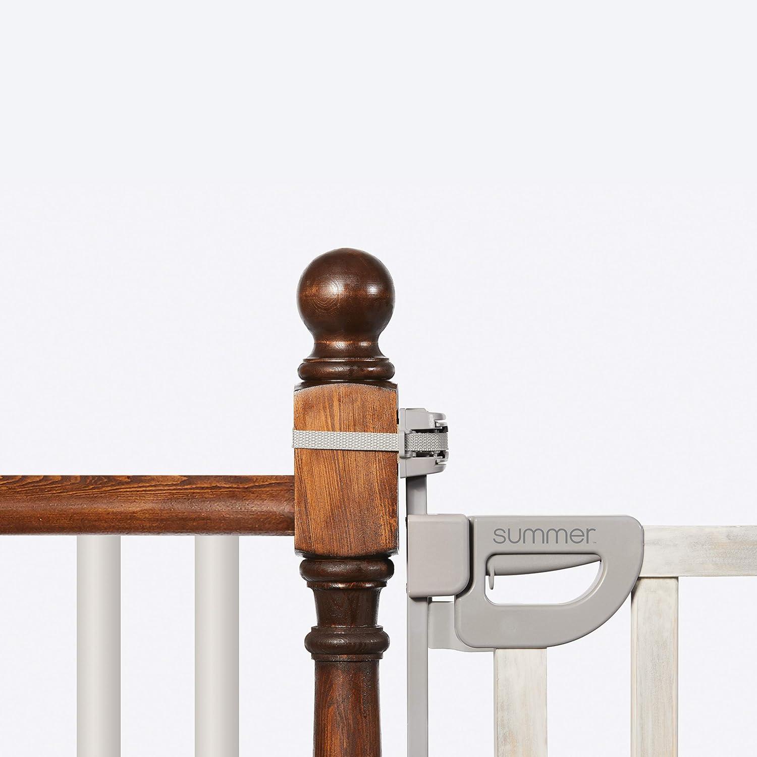 imageSummer Infant Wood Banister ampamp Stair Safety Pet and Baby Gate 32quot48quot Wide 33quot Tall Install Banister to Banister or Wall or Wall to Wall in Doorway or Stairway Banister and Hardware Mounts OakBirch Stain With Gray Accents