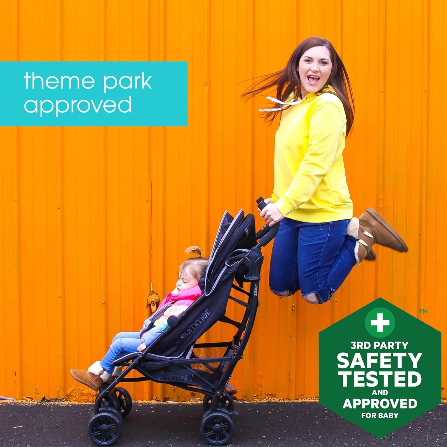 imageSummer Infant 3Dlite Convenience Stroller PinkMatte Black Lightweight Umbrella Stroller with Oversized Canopy ExtraLarge Storage and Compact FoldMatte Black